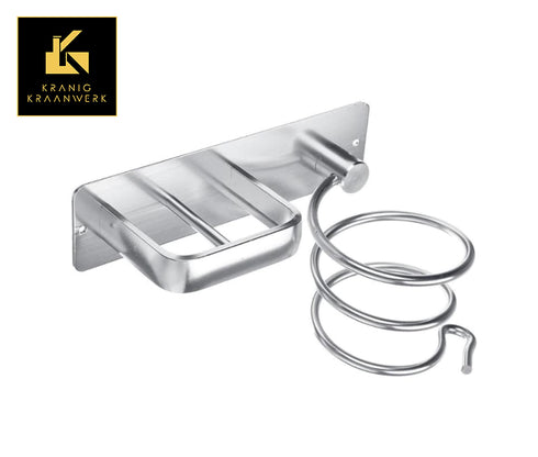 Inrichting | Design badkamer | Föhn en stijltang houder | Zilvergrijs