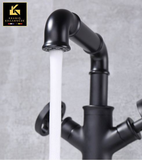Fontein en wastafel Mengkraan | Industrieel en Landelijk | Tinke | Zwart | Hoog of Laag