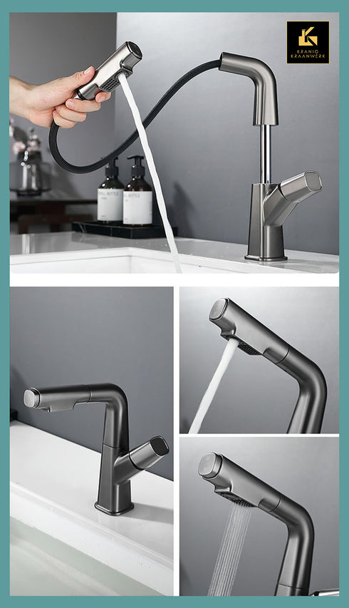 Multifunctionele kraan met drukknop | Kraan met Uitschuifbaar | Uittrekbare slang | Babette