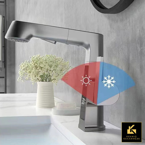 Handige kraan voor badkamer of voor in een salon | Kapperskraan | Temperatuur weergave | Uittrekbare slang | Uitschuifbaar | The Kim and only