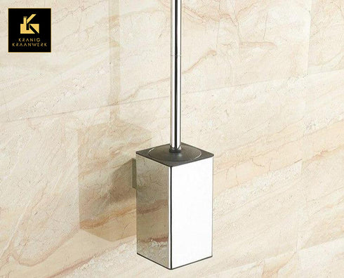 Inrichting | Design badkamer | Toiletborstel + houder zwevend | hoekig | chroom
