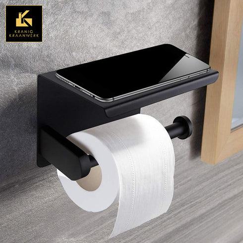 | Inrichting | Design badkamer | Toiletrol houder met telefoon vlak | Rand omlaag