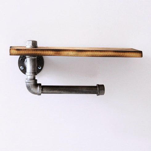 Design badkamer | Toiletrol houder met telefoon vlak | Retro plank