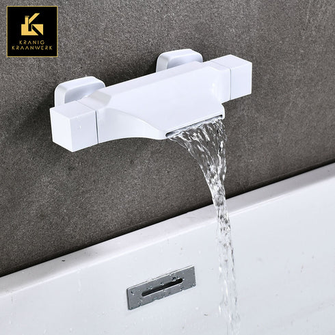 Ligbad mengkraan | Wand montage | De monding | Badkraan Wit