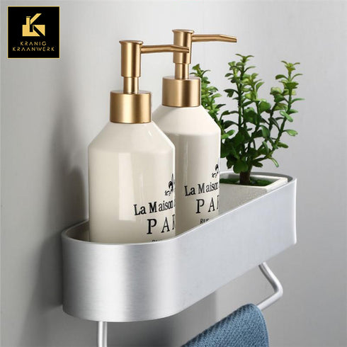 Design Badkamerplank met randen en handdoekrek I Aristo plus | Geborsteld Staal