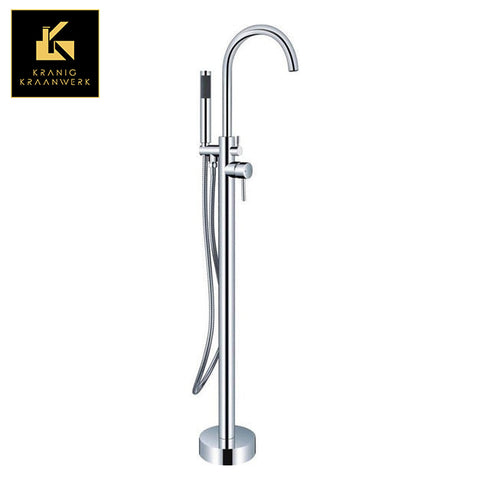 Staande badkraan | Sierlijke badkamer | De Buiging | Rose Gold | Geborsteld staal RVS | Zwart Goud