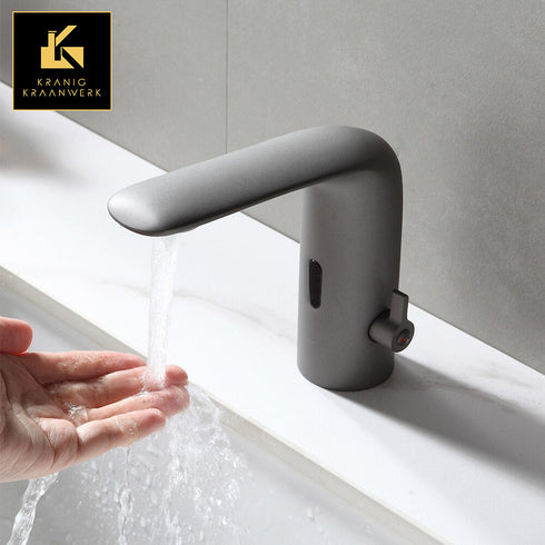 Touchless Design Mengkraan | Sensorkraan | Koud/warm waterkraan | Gun Metal | Metal Jean | Minimalisme