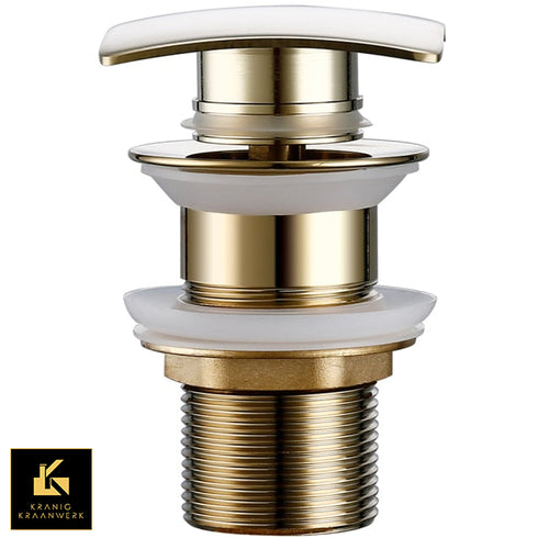 Pop up gootsteen dop | Vierkant gevormde afvoerplugs met luxe afwerking | Geborsteld Goud