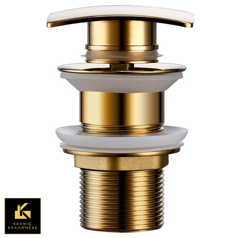 Pop up gootsteen dop | Vierkant gevormde afvoerplugs met luxe afwerking | Glanzend Goud