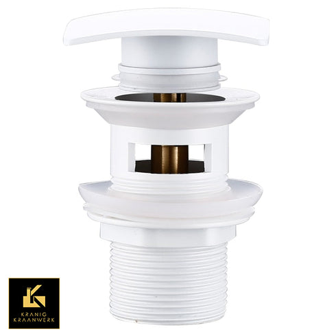 Pop up gootsteen dop | Vierkant gevormde afvoerplugs met luxe afwerking | Wit