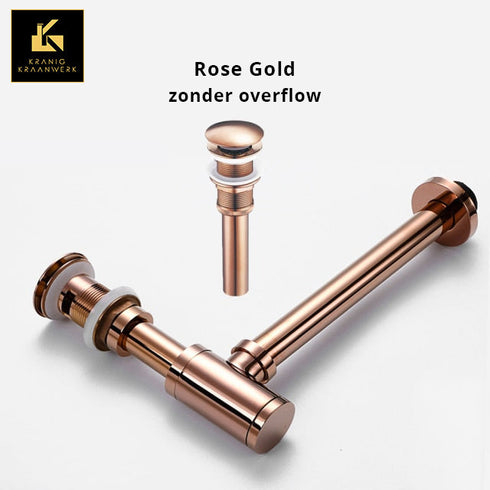 Installatiebenodigdheden | Luxe Sifon met matchende afvoerplug | Rose Gold