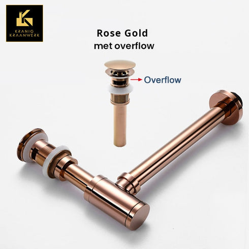Installatiebenodigdheden | Luxe Sifon met matchende afvoerplug | Rose Gold